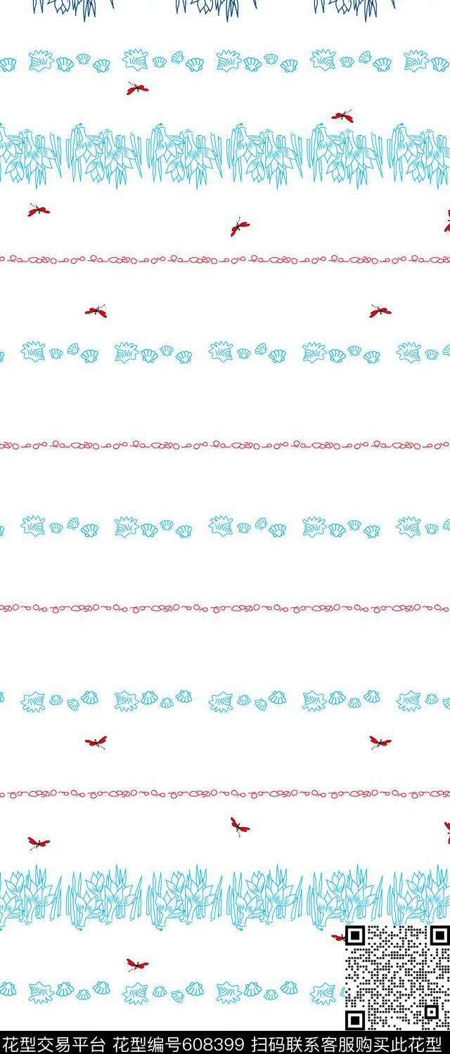 棉麻质布料华亿平台趣味卡通蜻蜓婴童华亿平台2017孕妇手绘线条花卉居家服华亿平台传统印花华亿平台下载（图片编号: 608399） - 瓦栏（Walan）