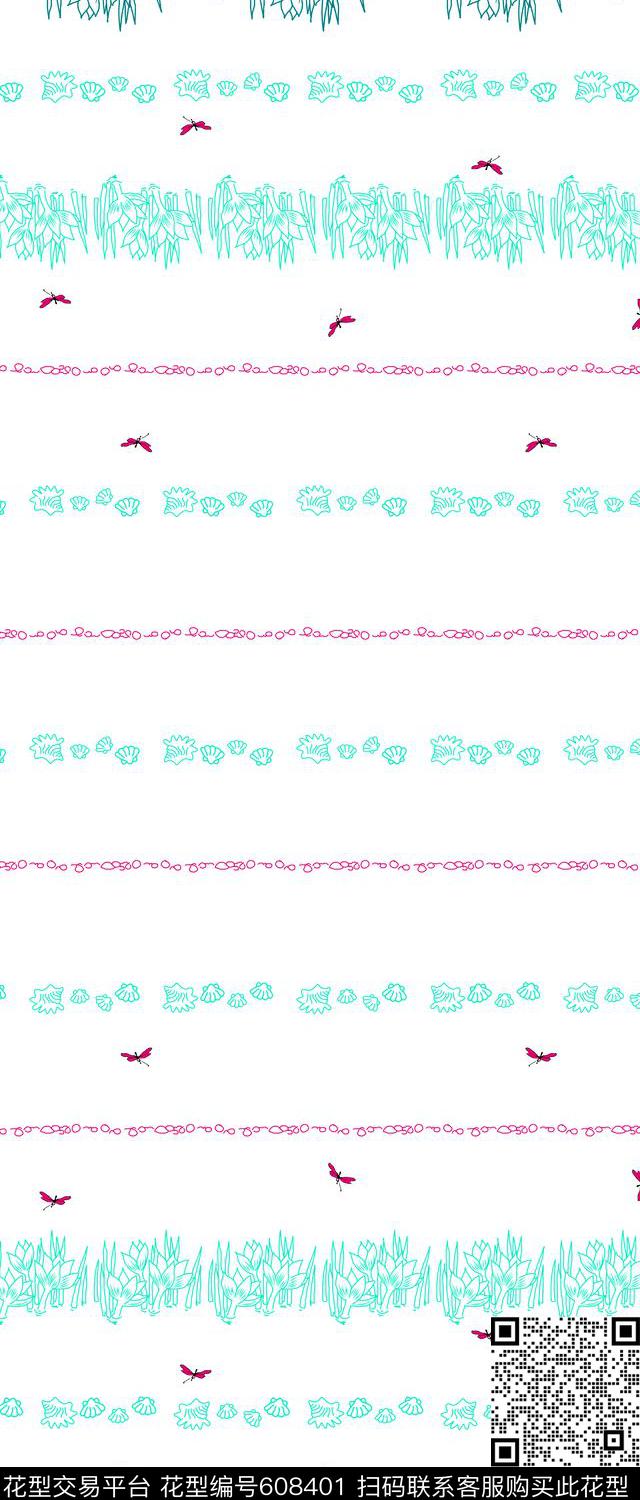 棉麻质布料华亿平台趣味卡通蜻蜓婴童华亿平台2017孕妇手绘线条花卉居家服华亿平台传统印花华亿平台下载（图片编号: 608401） - 瓦栏（Walan）