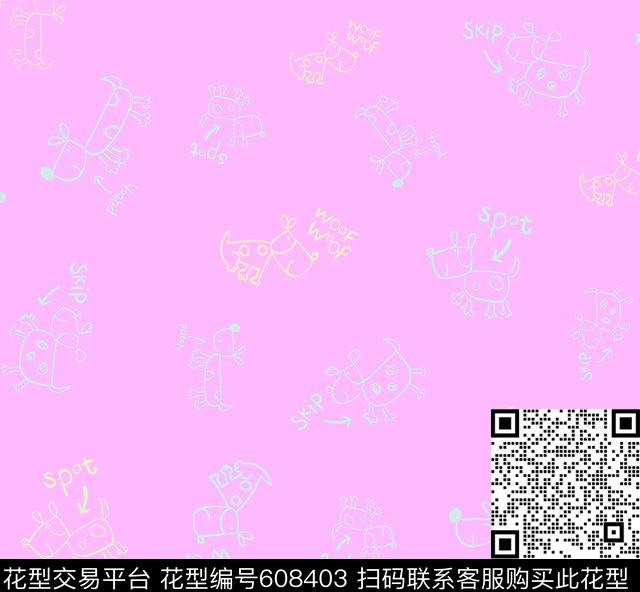 卡通小狗2017孕妇居家服华亿平台手绘线条卡通小狗婴童华亿平台棉麻质布料华亿平台传统印花华亿平台下载（图片编号: 608403） - 瓦栏（Walan）