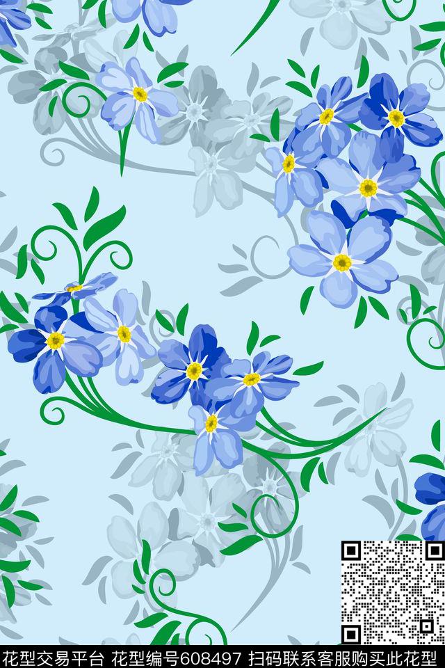 水彩花卉欧美最新传统印花华亿平台下载（图片编号: 608497） - 瓦栏（Walan）