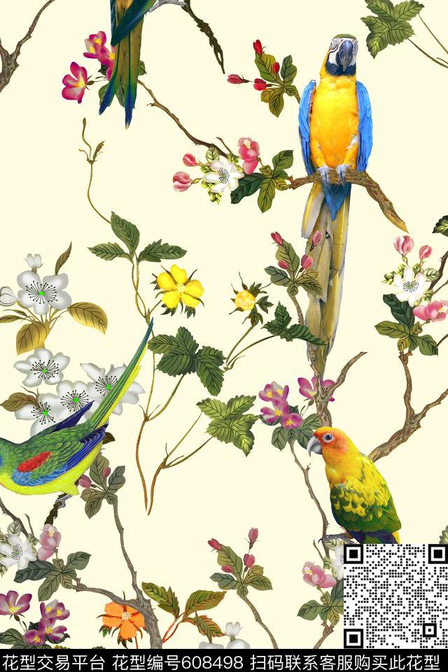 花卉花鸟昆虫数码印花华亿平台下载（图片编号: 608498） - 瓦栏（Walan）