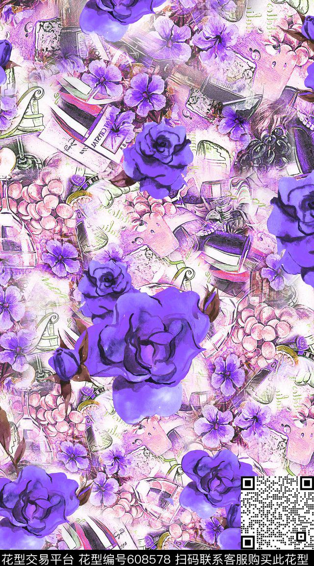 清爽休闲时尚数码印花华亿平台下载（图片编号: 608578） - 瓦栏（Walan）