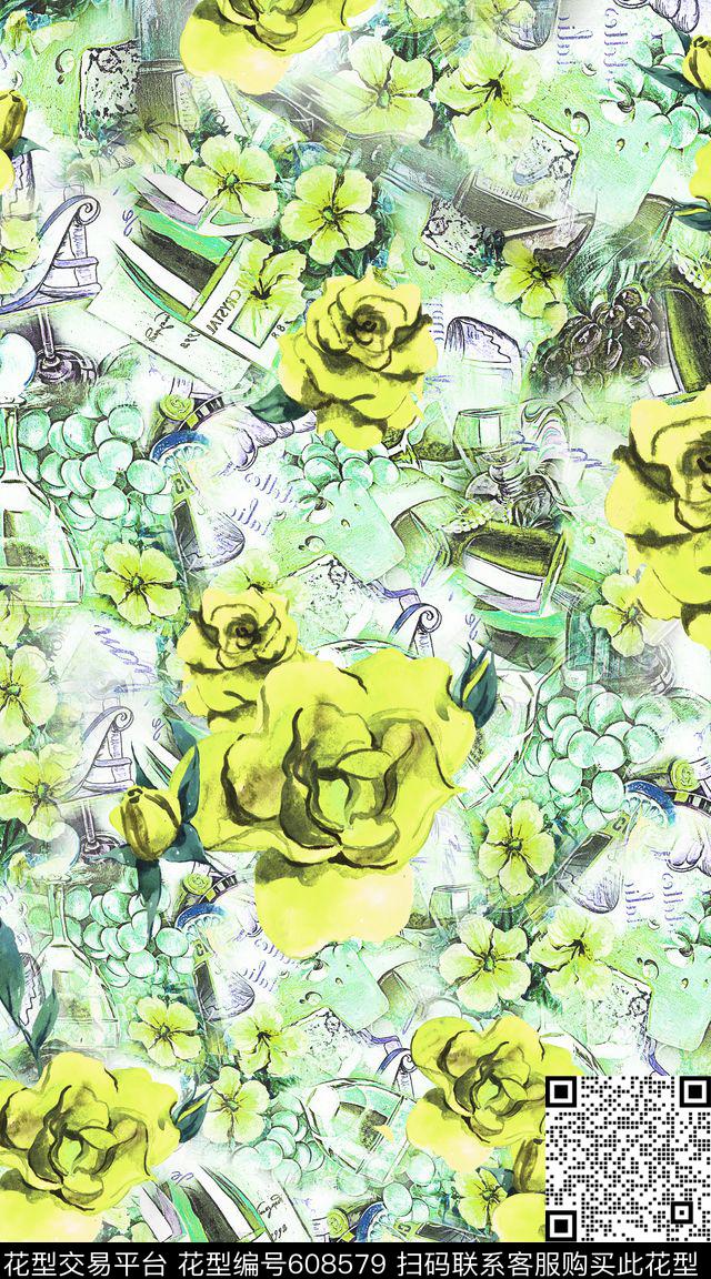 清爽休闲时尚数码印花华亿平台下载（图片编号: 608579） - 瓦栏（Walan）