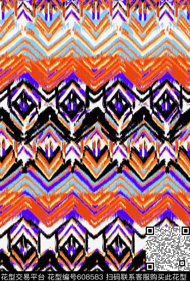 时尚扎染抽象传统印花华亿平台下载（图片编号: 608583） - 瓦栏（Walan）