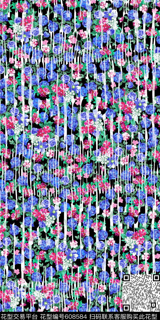 小清新花卉时尚数码印花华亿平台下载（图片编号: 608584） - 瓦栏（Walan）