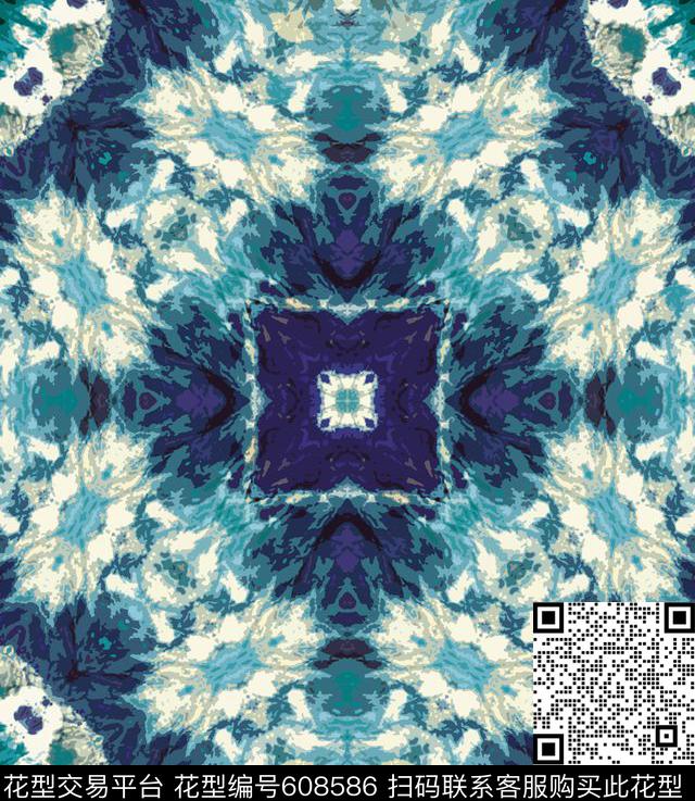 抽象时尚扎染传统印花华亿平台下载（图片编号: 608586） - 瓦栏（Walan）