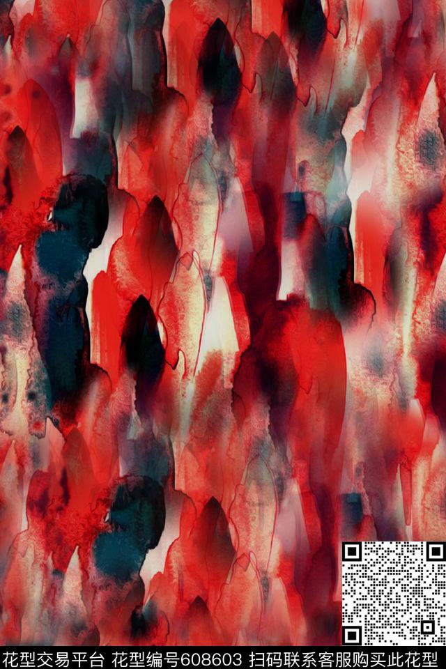 手绘水彩花卉服装女装数码印花华亿平台下载（图片编号: 608603） - 瓦栏（Walan）