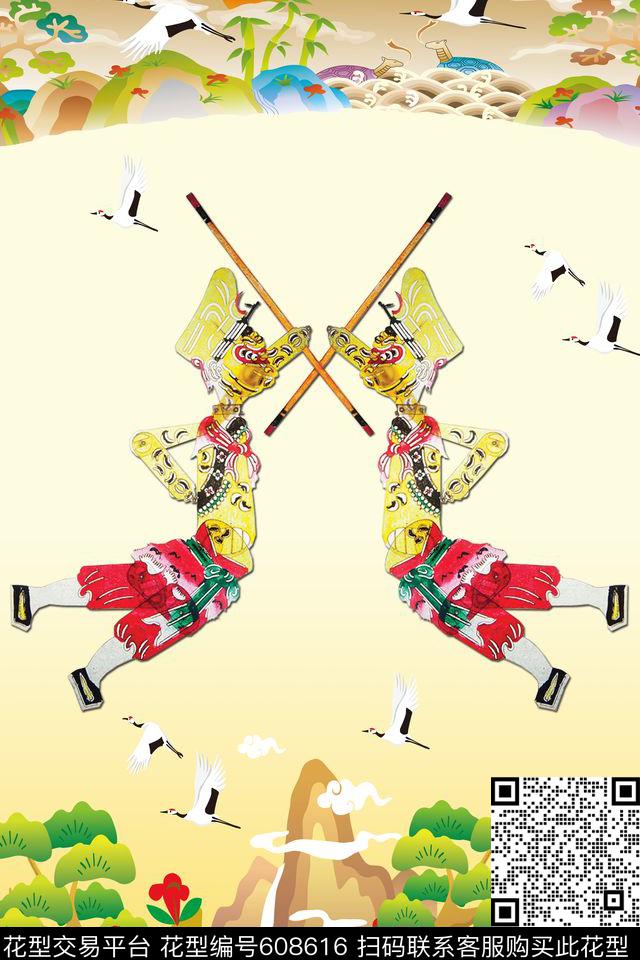 猴子剪纸工笔画数码印花华亿平台下载（图片编号: 608616） - 瓦栏（Walan）