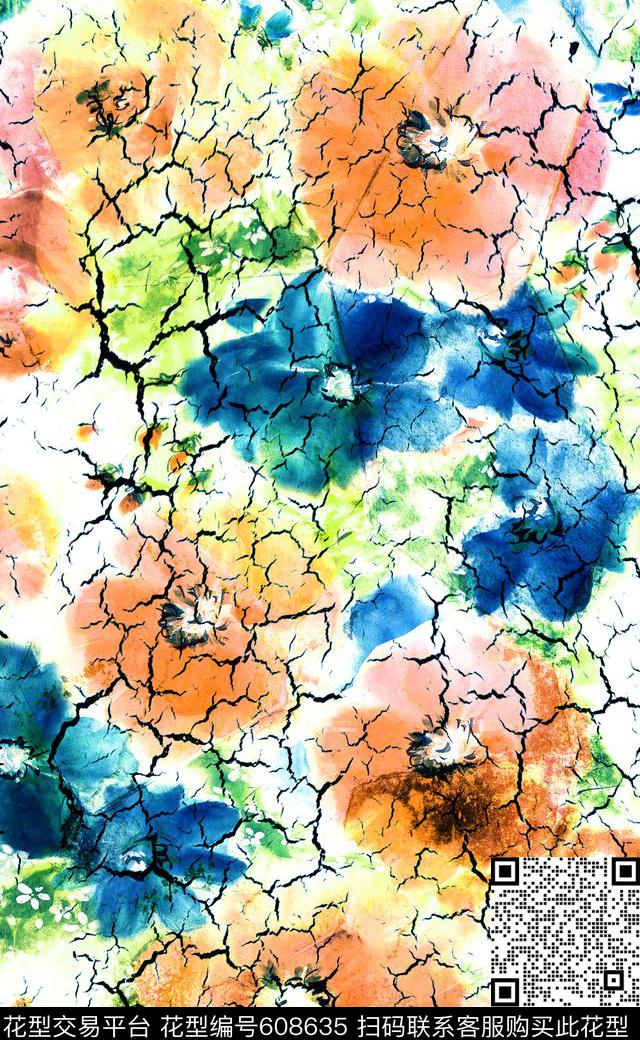 花卉连衣裙手绘花卉女装连衣裙花朵数码印花华亿平台下载（图片编号: 608635） - 瓦栏（Walan）