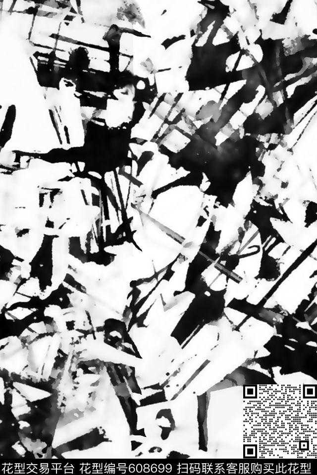 黑白纹理花男装衬衫男装T恤数码印花华亿平台下载（图片编号: 608699） - 瓦栏（Walan）