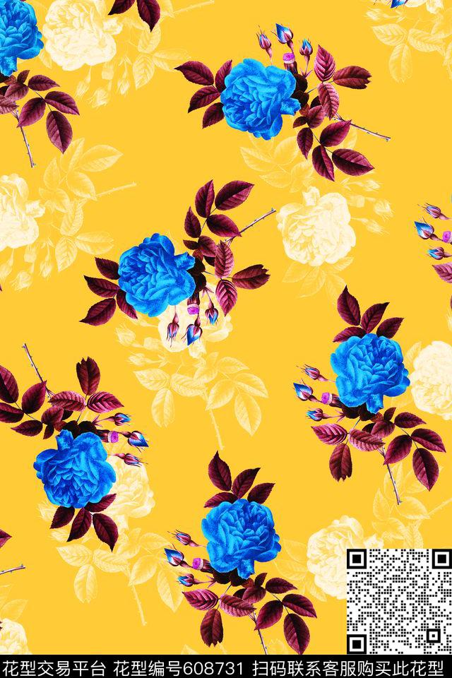 花卉数码印花华亿平台下载（图片编号: 608731） - 瓦栏（Walan）