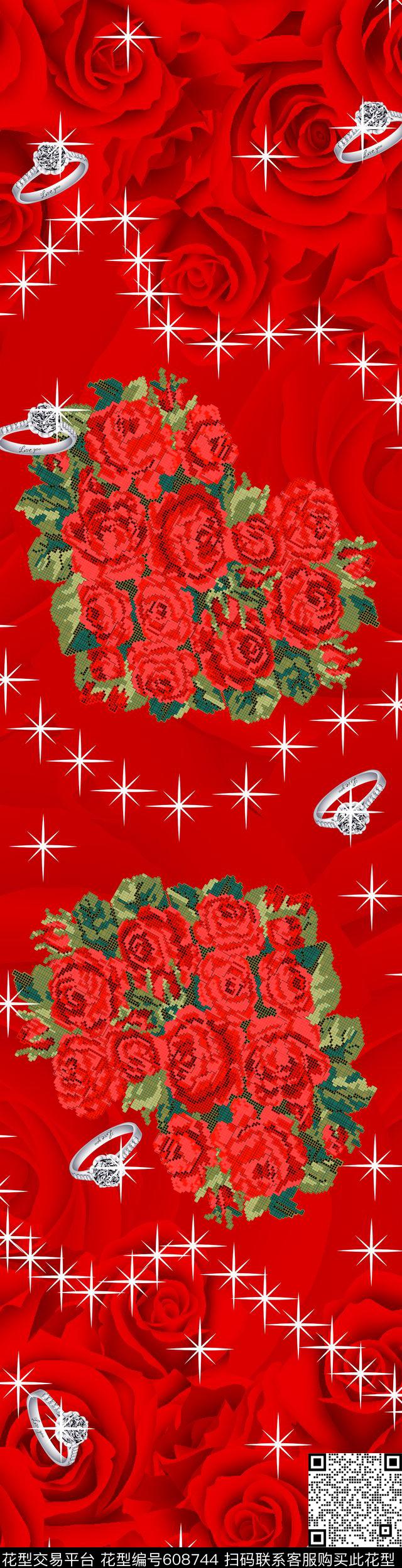 玫瑰花朵花卉数码印花华亿平台下载（图片编号: 608744） - 瓦栏（Walan）