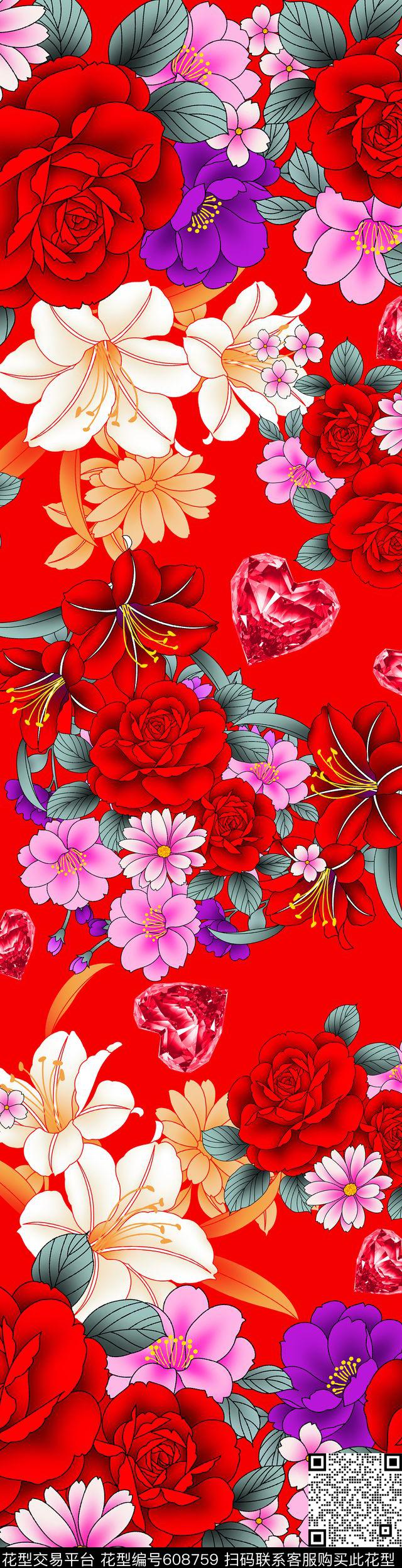 花朵花卉数码印花华亿平台下载（图片编号: 608759） - 瓦栏（Walan）