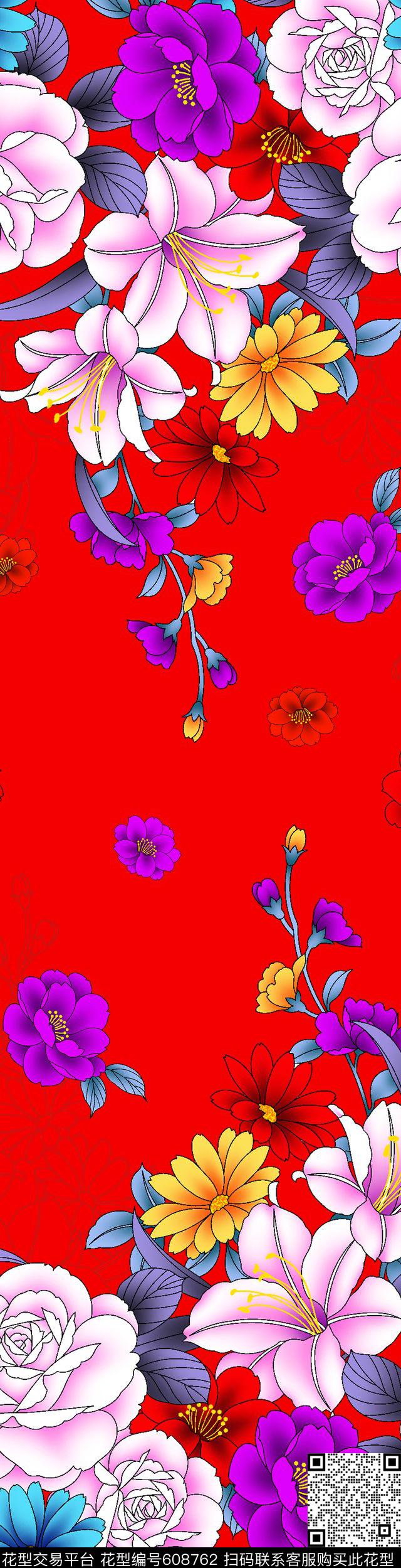 花朵花卉数码印花华亿平台下载（图片编号: 608762） - 瓦栏（Walan）