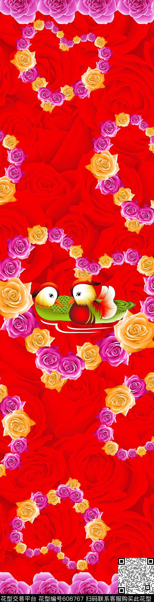 玫瑰花朵花卉数码印花华亿平台下载（图片编号: 608767） - 瓦栏（Walan）
