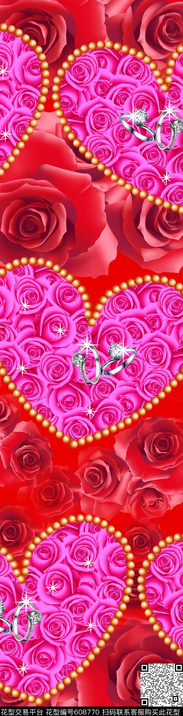 玫瑰花朵花卉数码印花华亿平台下载（图片编号: 608770） - 瓦栏（Walan）