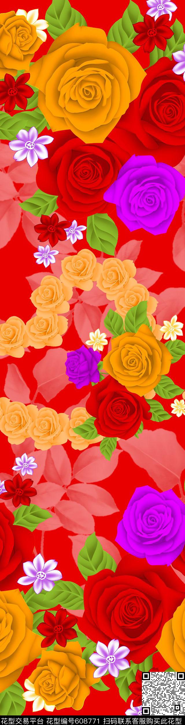 花朵花卉数码印花华亿平台下载（图片编号: 608771） - 瓦栏（Walan）