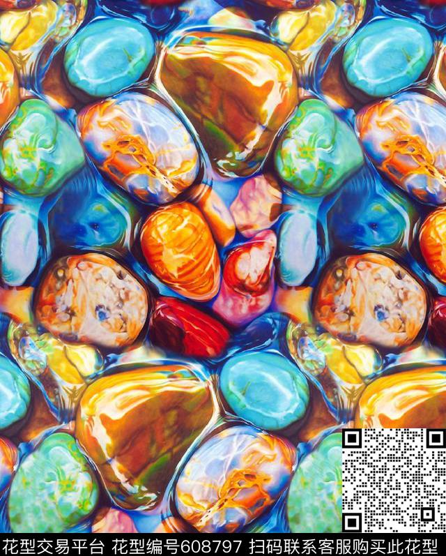 肌理鹅卵石抽象数码印花华亿平台下载（图片编号: 608797） - 瓦栏（Walan）