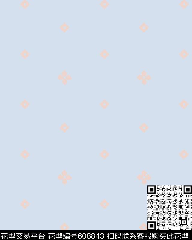 菱形小花家居服传统印花华亿平台下载（图片编号: 608843） - 瓦栏（Walan）