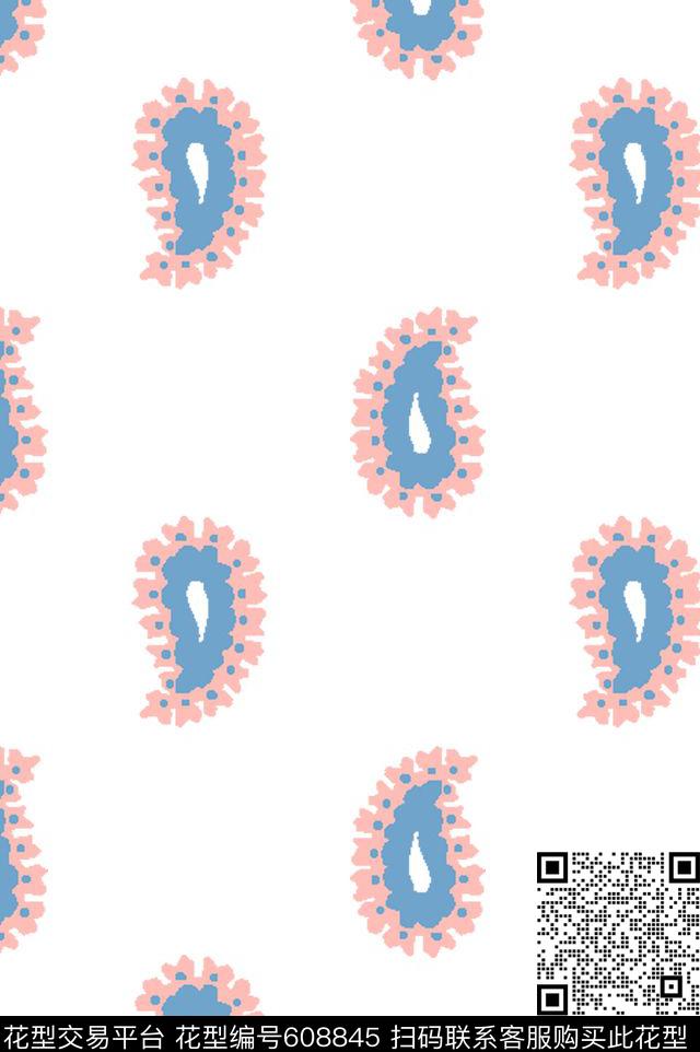 小花火腿花佩斯利传统印花华亿平台下载（图片编号: 608845） - 瓦栏（Walan）