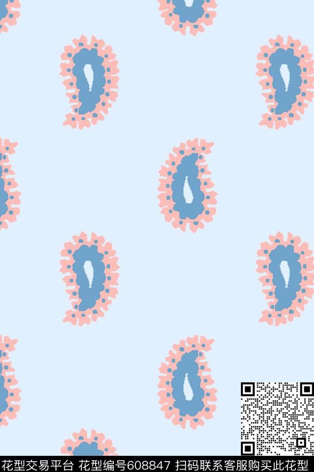 小花火腿花佩斯利传统印花华亿平台下载（图片编号: 608847） - 瓦栏（Walan）