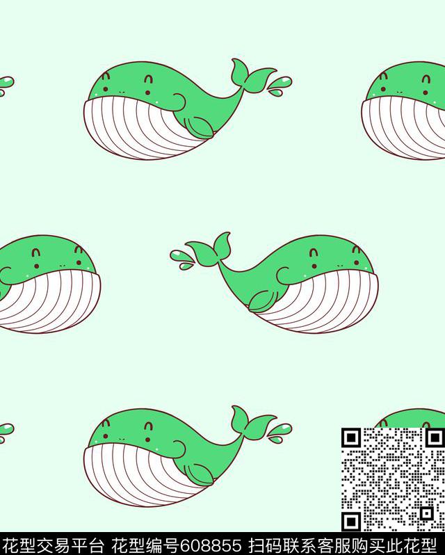 鲸鱼卡通动物传统印花华亿平台下载（图片编号: 608855） - 瓦栏（Walan）