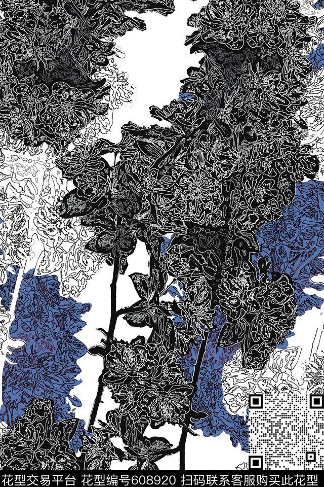 时尚线条写意传统印花华亿平台下载（图片编号: 608920） - 瓦栏（Walan）