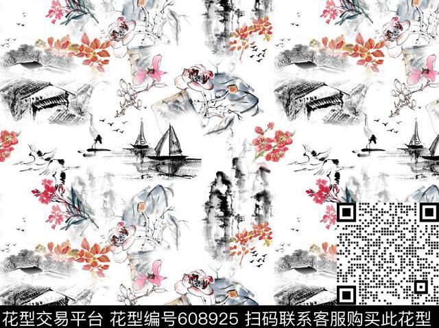 女装旗袍水墨数码印花华亿平台下载（图片编号: 608925） - 瓦栏（Walan）