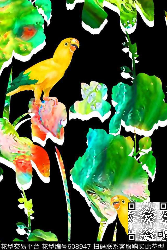 抽象几何清爽梦幻艺术平底立体手绘满版最新高清数码蕾丝民族中国风绣花珠宝肌理时尚潮

流大牌复古欧美风热带风情树叶鸟数码印花华亿平台下载（图片编号: 608947） - 瓦栏（Walan）