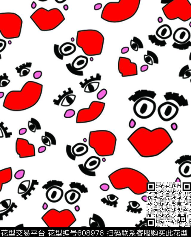 2017年女装童装春秋卫衣新华亿平台趣味手绘线条可爱卡通人物脸型传统印花华亿平台下载（图片编号: 608976） - 瓦栏（Walan）