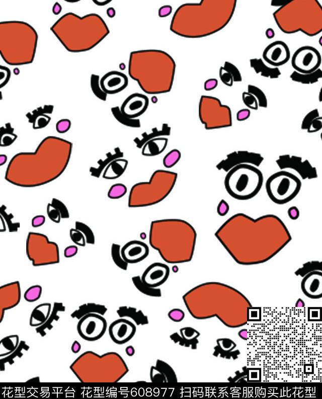 2017年女装童装春秋卫衣新华亿平台趣味手绘线条可爱卡通人物脸型传统印花华亿平台下载（图片编号: 608977） - 瓦栏（Walan）