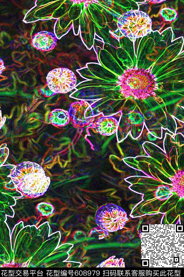花朵时尚花卉数码印花华亿平台下载（图片编号: 608979） - 瓦栏（Walan）