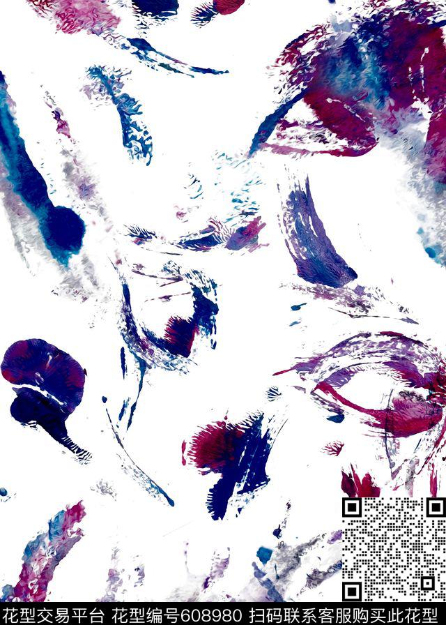 抽像油墨画手绘数码印花华亿平台下载（图片编号: 608980） - 瓦栏（Walan）
