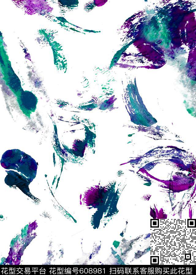 抽像油墨画手绘数码印花华亿平台下载（图片编号: 608981） - 瓦栏（Walan）