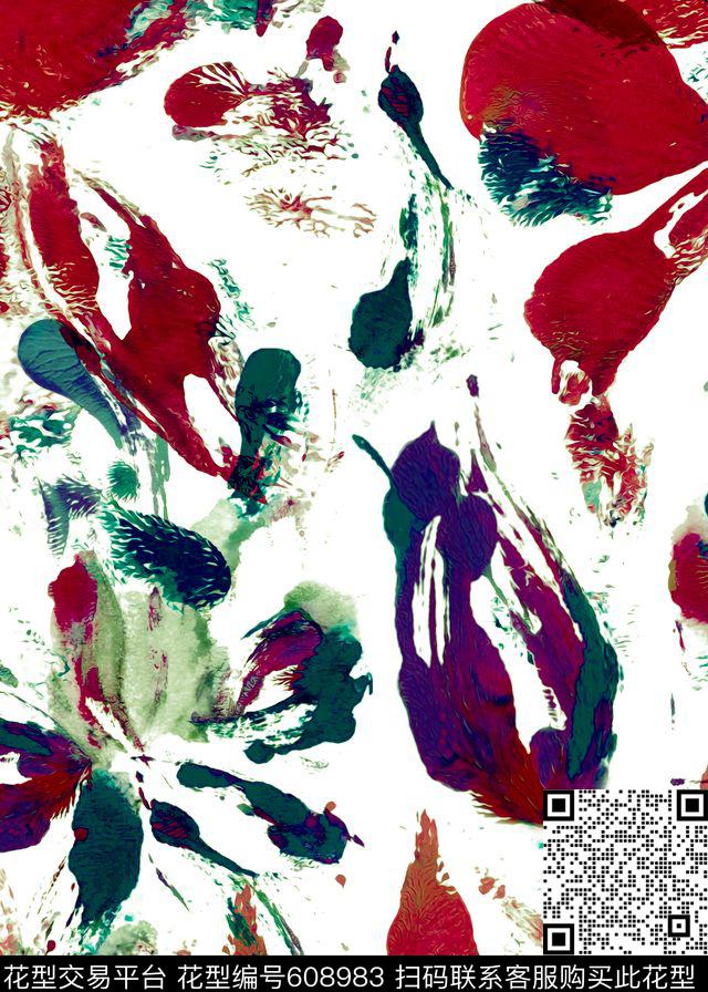 抽像油墨手绘数码印花华亿平台下载（图片编号: 608983） - 瓦栏（Walan）