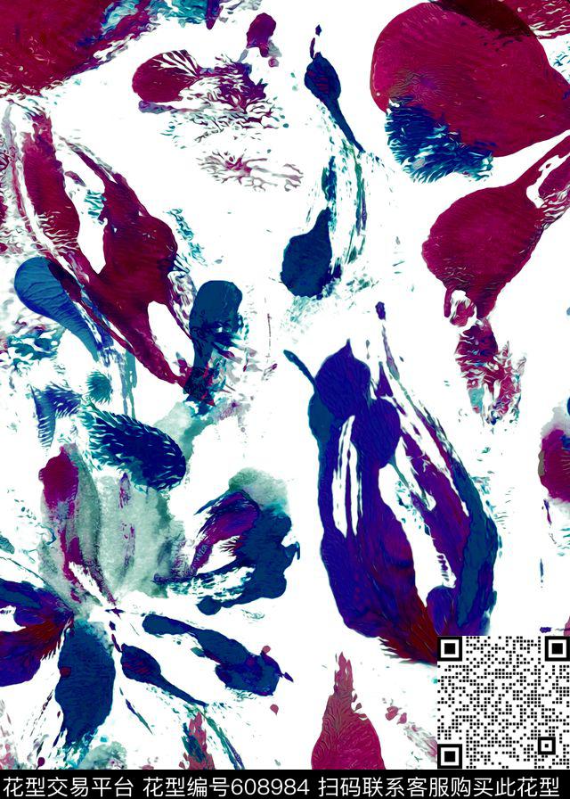 抽像油墨手绘数码印花华亿平台下载（图片编号: 608984） - 瓦栏（Walan）