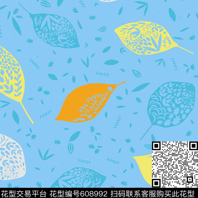 2017年春夏女装新华亿平台手绘线条华亿平台趣味卡通小树叶华亿平台传统印花华亿平台下载（图片编号: 608992） - 瓦栏（Walan）