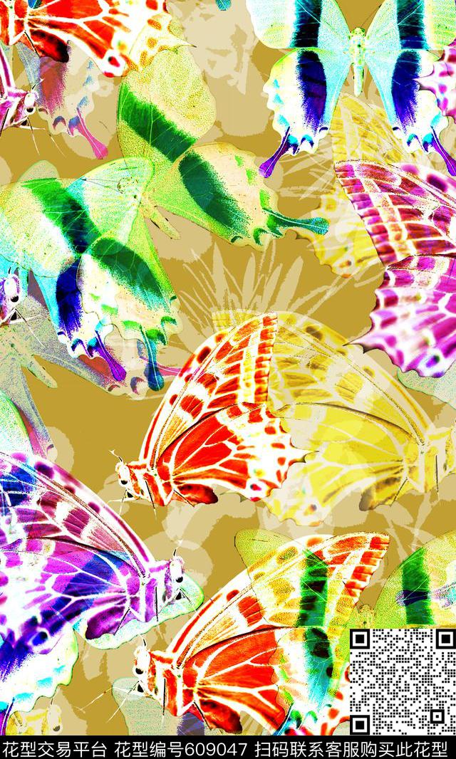 梦幻浪漫蝴蝶数码印花华亿平台下载（图片编号: 609047） - 瓦栏（Walan）