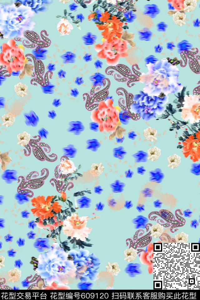 女装碎花肌理数码印花华亿平台下载（图片编号: 609120） - 瓦栏（Walan）