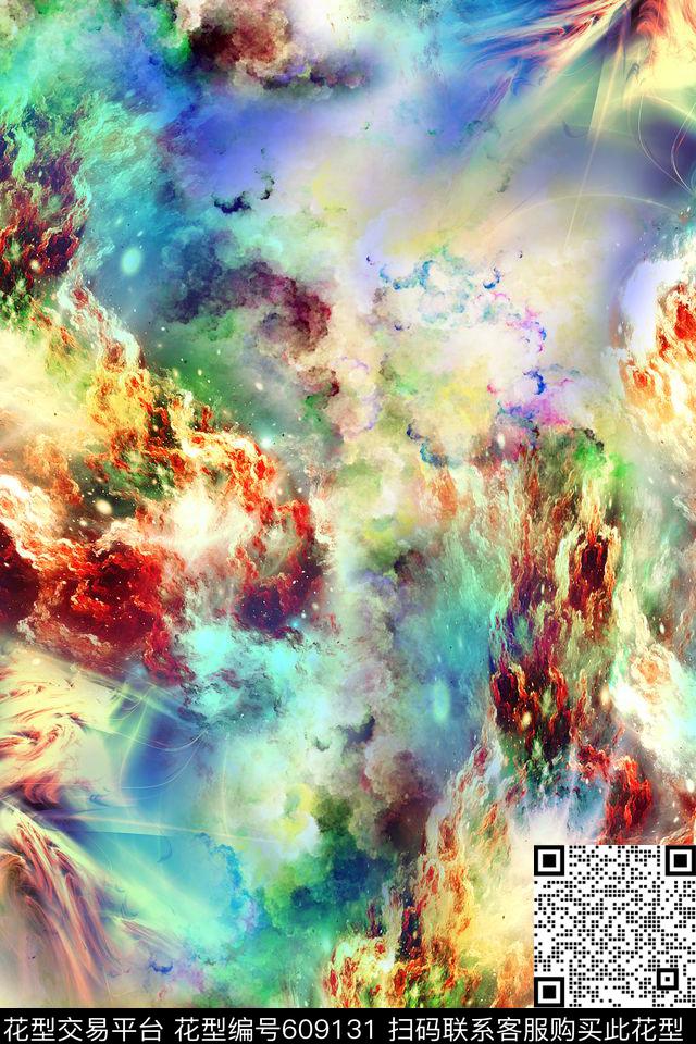 抽象云彩分形光影数码印花华亿平台下载（图片编号: 609131） - 瓦栏（Walan）