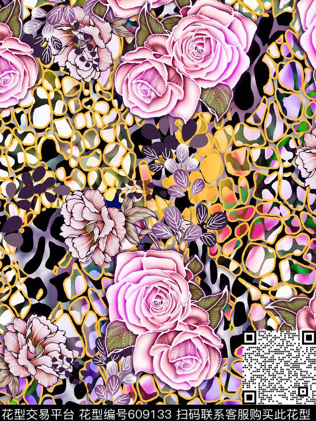 解构原创手绘大气原创数码印花华亿平台下载（图片编号: 609133） - 瓦栏（Walan）