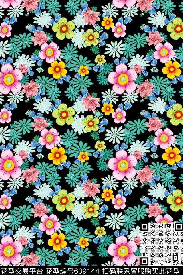 风格花卉民族风图案多色数码印花华亿平台下载（图片编号: 609144） - 瓦栏（Walan）