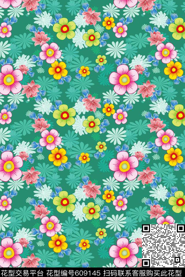 风格花卉民族风图案多色数码印花华亿平台下载（图片编号: 609145） - 瓦栏（Walan）