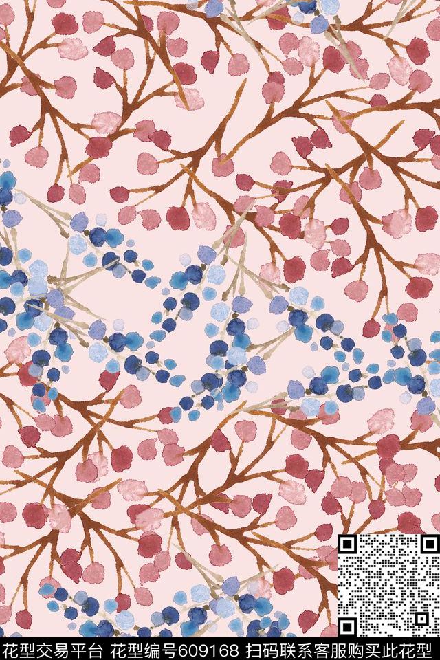 手绘小碎花花卉数码印花华亿平台下载（图片编号: 609168） - 瓦栏（Walan）