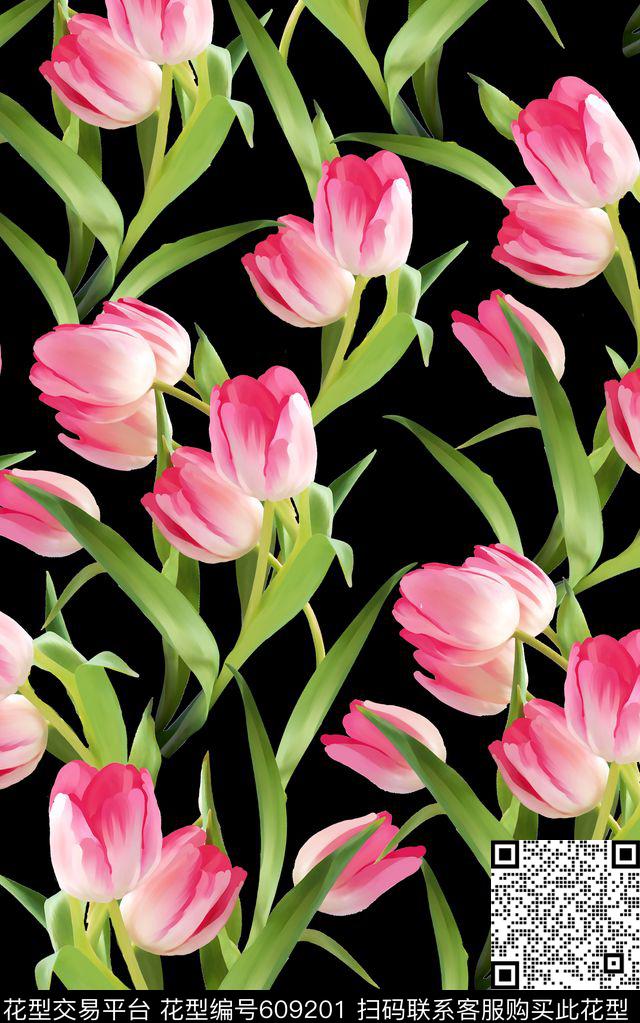 郁金香时尚流行数码印花华亿平台下载（图片编号: 609201） - 瓦栏（Walan）