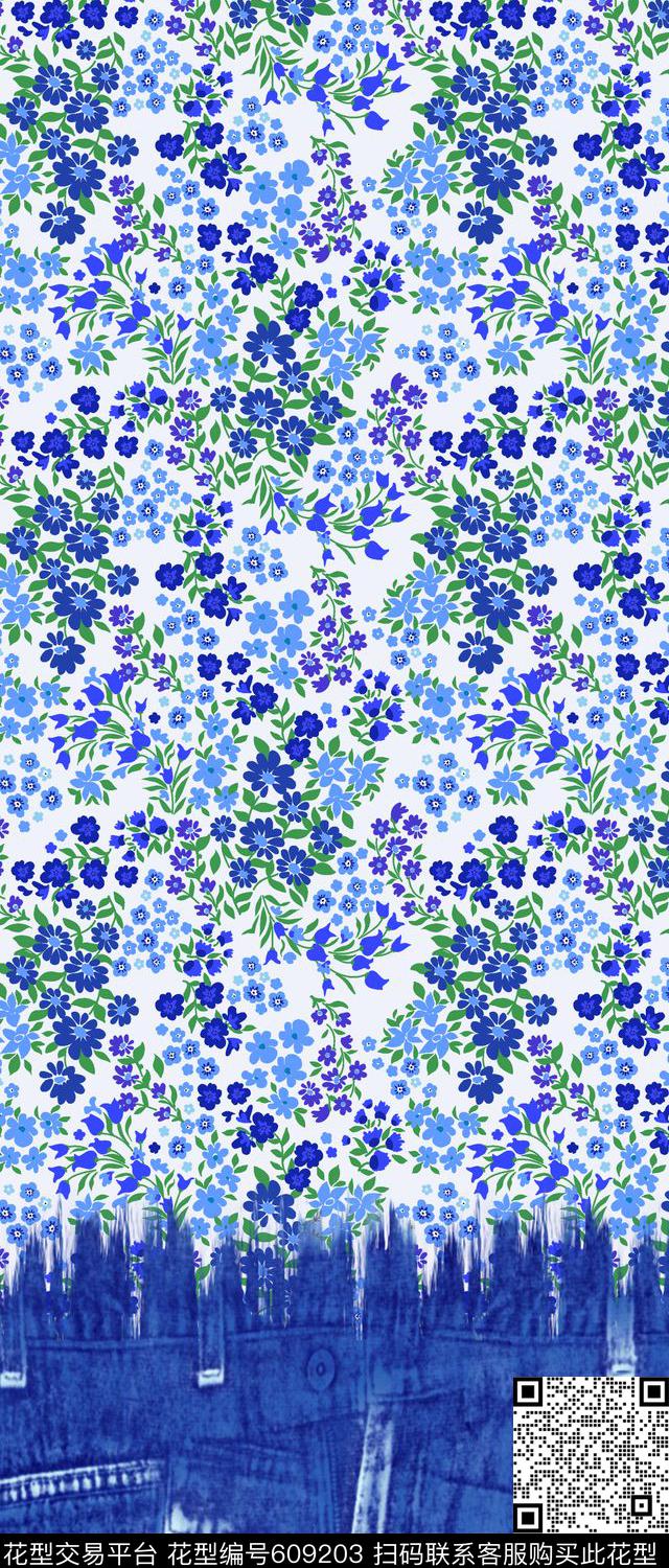 定位小碎花牛仔花纹传统印花华亿平台下载（图片编号: 609203） - 瓦栏（Walan）