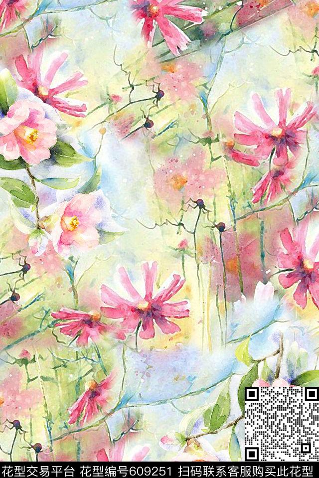 时尚抽象纹理印花艳丽可爱女装裙子印花数码印花华亿平台下载（图片编号: 609251） - 瓦栏（Walan）