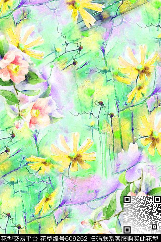 时尚抽象纹理印花艳丽可爱女装裙子印花数码印花华亿平台下载（图片编号: 609252） - 瓦栏（Walan）