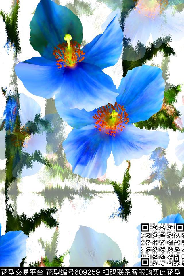 抽象几何清爽梦幻艺术平底立体手绘满版最新高清数码蕾丝民族中国风绣花珠宝肌理时尚潮

流大牌复古欧美风水彩花卉纹理底纹女装大花朵数码印花华亿平台下载（图片编号: 609259） - 瓦栏（Walan）