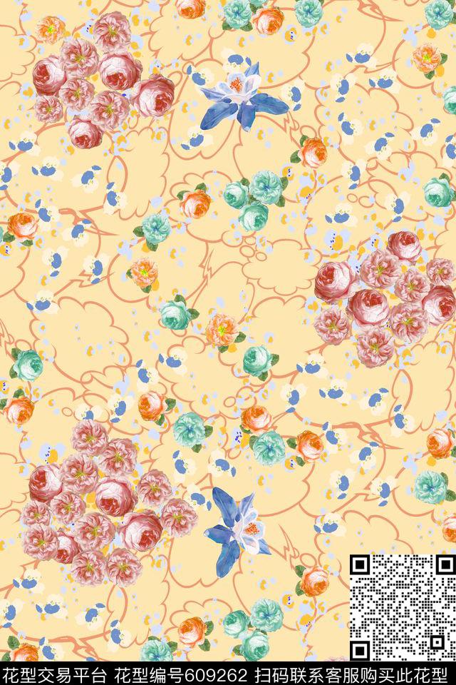 女装线条几何数码印花华亿平台下载（图片编号: 609262） - 瓦栏（Walan）